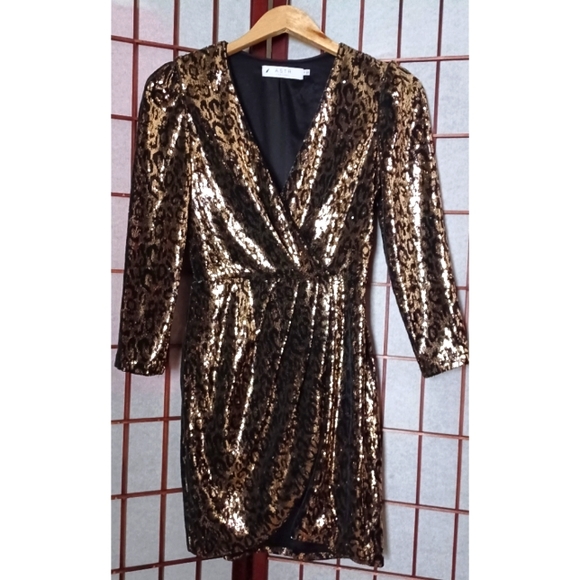 ASTR The Label | Selene Leopard Sequin Dress - Gold/Black - Picture 9 of 16